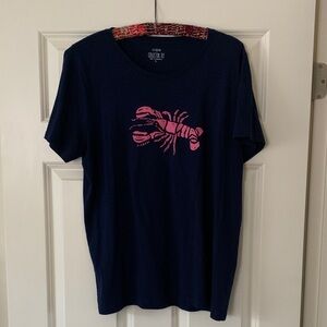 J. Crew Navy Tee with Pink Lobster Graphic